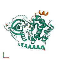 PDB entry 2gni coloured by chain, front view.