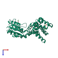 PDB entry 2gno coloured by chain, top view.