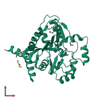 PDB entry 2gnp coloured by chain, front view.