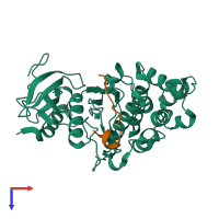 PDB entry 2gph coloured by chain, top view.