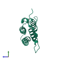 Monomeric assembly 1 of PDB entry 2grc coloured by chemically distinct molecules, side view.