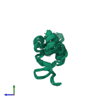 PDB entry 2gri coloured by chain, ensemble of 20 models, side view.