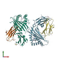 PDB entry 2gt9 coloured by chain, front view.