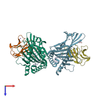 PDB entry 2gt9 coloured by chain, top view.