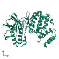 PDB entry 2gtn coloured by chain, front view.