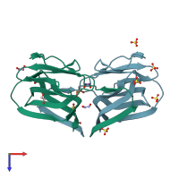 PDB entry 2gty coloured by chain, top view.