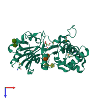 PDB entry 2gup coloured by chain, top view.