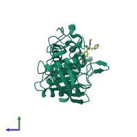 PDB entry 2h04 coloured by chain, side view.