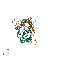 PDB entry 2h54 coloured by chain, side view.