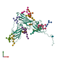 PDB entry 2h6o coloured by chain, front view.