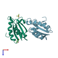 PDB entry 2h73 coloured by chain, top view.