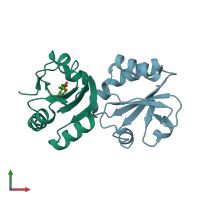 PDB entry 2h76 coloured by chain, front view.