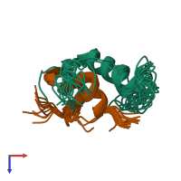 PDB entry 2h8b coloured by chain, ensemble of 20 models, top view.