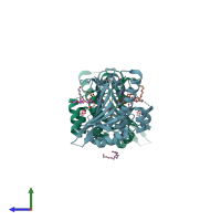 PDB entry 2h8m coloured by chain, side view.