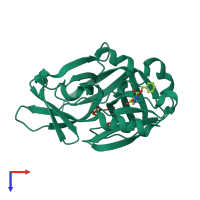 PDB entry 2h9h coloured by chain, top view.