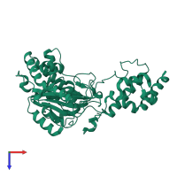 PDB entry 2hbj coloured by chain, top view.