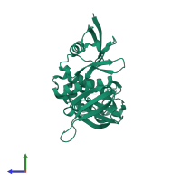 Band 4.1-like protein 3, N-terminally processed in PDB entry 2he7, assembly 1, side view.