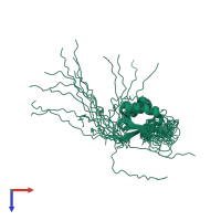 PDB entry 2hfv coloured by chain, ensemble of 20 models, top view.