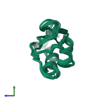 PDB entry 2hgn coloured by chain, ensemble of 15 models, side view.