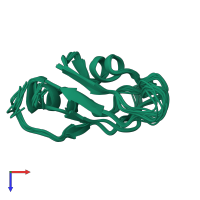 PDB entry 2hgn coloured by chain, ensemble of 15 models, top view.