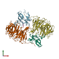 PDB entry 2hkr coloured by chain, front view.