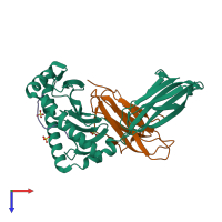 PDB entry 2hn7 coloured by chain, top view.