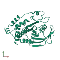 PDB entry 2hnp coloured by chain, front view.