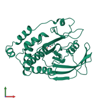 PDB entry 2hnq coloured by chain, front view.
