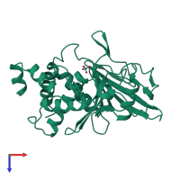 PDB entry 2hnq coloured by chain, top view.