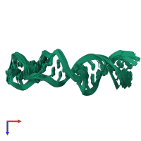 PDB entry 2hua coloured by chain, ensemble of 11 models, top view.