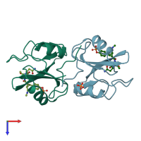 PDB entry 2huw coloured by chain, top view.