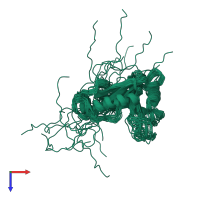 PDB entry 2hva coloured by chain, ensemble of 21 models, top view.