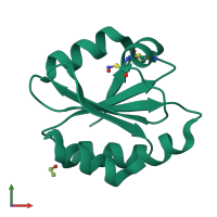 Monomeric assembly 1 of PDB entry 2hxk coloured by chemically distinct molecules, front view.