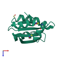 Monomeric assembly 1 of PDB entry 2hxk coloured by chemically distinct molecules, top view.