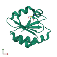 Monomeric assembly 2 of PDB entry 2hxk coloured by chemically distinct molecules, front view.