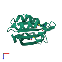 Monomeric assembly 2 of PDB entry 2hxk coloured by chemically distinct molecules, top view.