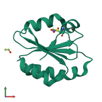 Monomeric assembly 3 of PDB entry 2hxk coloured by chemically distinct molecules, front view.