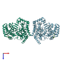 PDB entry 2i1r coloured by chain, top view.