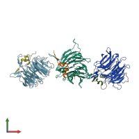 PDB entry 2i3s coloured by chain, front view.