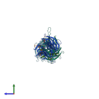 PDB entry 2i3s coloured by chain, side view.
