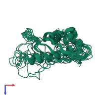 PDB entry 2i4k coloured by chain, ensemble of 10 models, top view.