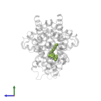 (2S)-2-(4-{2-[1,3-BENZOXAZOL-2-YL(HEPTYL)AMINO]ETHYL}PHENOXY)-2-METHYLBUTANOIC ACID in PDB entry 2i4p, assembly 1, side view.