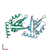 PDB entry 2i4s coloured by chain, front view.