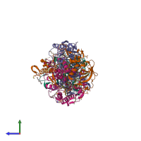 PDB entry 2i5n coloured by chain, side view.