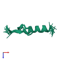 PDB entry 2i5o coloured by chain, ensemble of 15 models, top view.