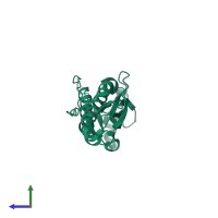 PDB entry 2i9i coloured by chain, side view.