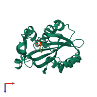 PDB entry 2ick coloured by chain, top view.