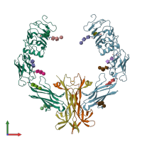 PDB entry 2ifg coloured by chain, front view.