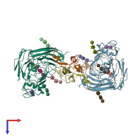PDB entry 2ifg coloured by chain, top view.