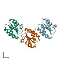 PDB entry 2ifq coloured by chain, front view.